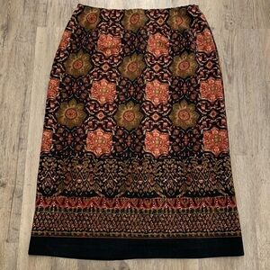 JM Woman Collection Midi Skirt A-line Bohemian Floral Print Size 16W Office